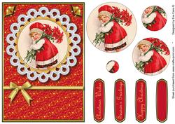 Girl with Poinsettias Pyramid (red)