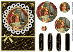 Vintage Girl with Doll Pyramid (black)