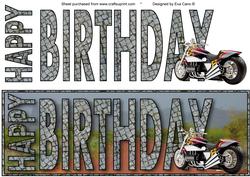 Happy Birthday with Motorbike Large Dl