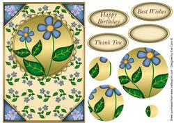 Blue Flowers Card Front Pyramid