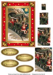 Vintage Santa on Train Pyramid Topper 2
