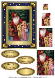 Vintage Santa with Angel Pyramid Topper