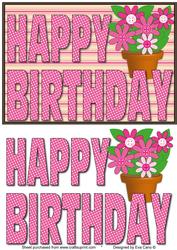 Happy Birthday Pink Flowers Decoupage 2