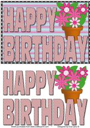 Happy Birthday Pink Flowers Decoupage