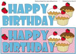 Happy Birthday and Cupcakes Large Dl 3