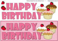 Happy Birthday and Cupcakes Large Dl 4