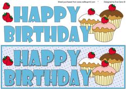 Happy Birthday and Cupcakes Large Dl 2