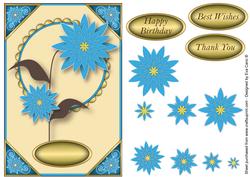 Oriental Blue Flowers Card Front
