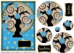 Oriental Tree Pyramid in Blue