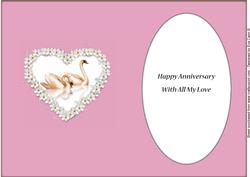 Swans and Heart Insert (violet Pink)