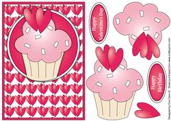Valentine's Cupcake Card Front Decoupage