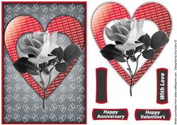 Love Heart with White Rose