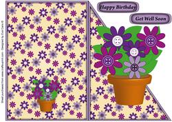 Purple Flowers Pot Cut and Fold