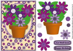 Purple Flowers Pot Decoupage