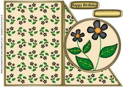 Black Flowers Cut and Fold Corner Card