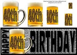 Happy 40th Birthday with Beer Long Dl