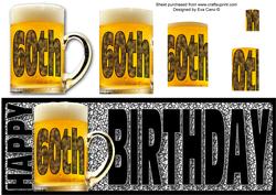 Happy 60th Birthday with Beer Long Dl