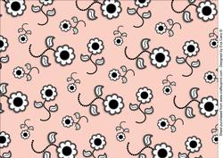 Black and White Flowers Backing Paper Pink