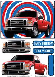 Red Pick-up Decoupage