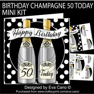 Birthday Champagne 50 Today 8x8 Mini Kit