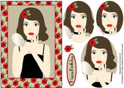 Art Deco Girl with Mirror