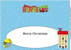 Christmas Fire Engine Ronnie Large Dl Insert