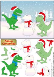 Christmas Dinosaurs Decoupage