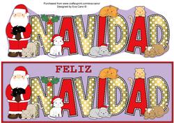 Christmas Cats with Santa Navidad Large Dl