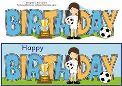 Girl Footballer in White Birthday Large Dl