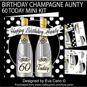 Birthday Champagne Aunty 60 Today Mini Kit