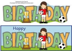 Girl Footballer in Red Birthday Large Dl