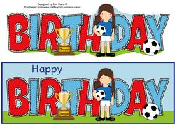 Girl Footballer in Blue Birthday Large Dl