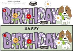 Kosmo the Dog Flowers Birthday Large Dl