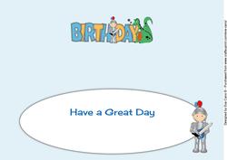 Little Knight Birthday Large Dl Insert