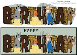 Country Donkeys Birthday Large Dl