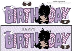 Black Jazz the Dog with Teddy Birthday Large Dl