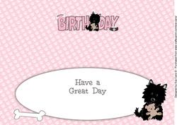 Black Jazz the Dog with Teddy Birthday Large Dl 2 Insert