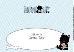 Black Jazz the Dog with Teddy Birthday Large Dl 3 Insert
