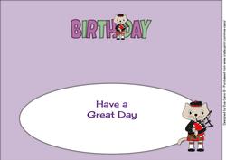 Bagpiper Max the Cat Birthday Large Dl 2 Insert