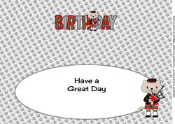 Bagpiper Max the Cat Birthday Large Dl 3 Insert