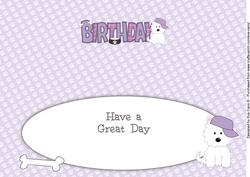 White Jazz the Dog with Cap Birthday Large Dl Insert
