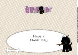Black Jazz the Dog with Stick Birthday Large Dl Insert