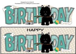 Black Jazz the Dog with Stick Birthday Large Dl 2