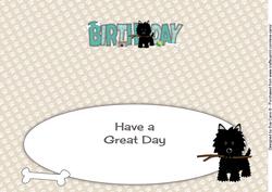 Black Jazz the Dog with Stick Birthday Large Dl 2 Insert
