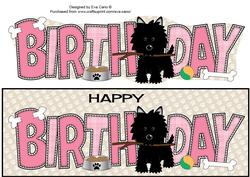Black Jazz the Dog with Stick Birthday Large Dl 3