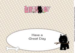Black Jazz the Dog with Stick Birthday Large Dl 3 Insert