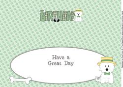 Smart White Jazz the Dog Birthday Large Dl Insert