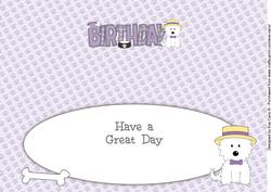 Smart White Jazz the Dog Birthday Large Dl 2 Insert