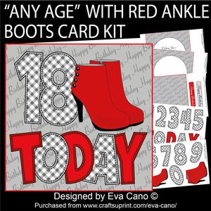 'any Age' with Red Ankle Boots Card Kit