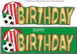 Red & White Stripes Football Top Birthday Large Dl